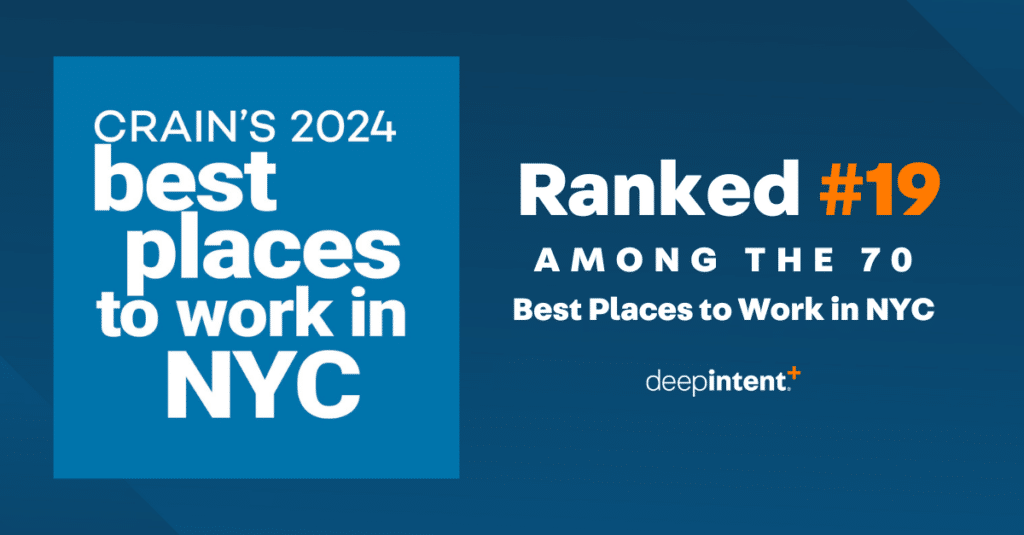 Best Places to Work in NYC - DeepIntent ranked number 19 out of 70